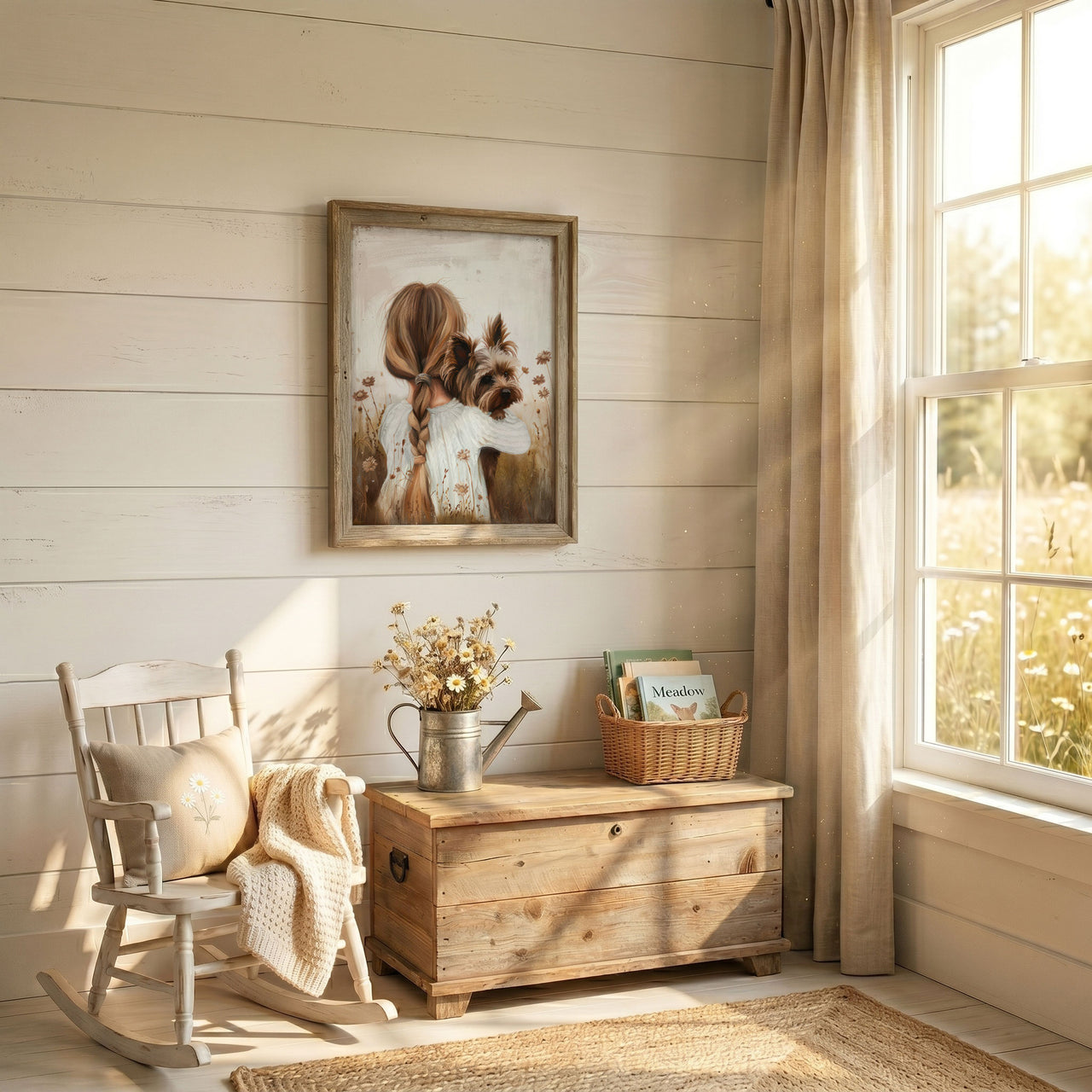 Yorkshire Terrier Wall Art – Dog Nursery Print for Girls Room