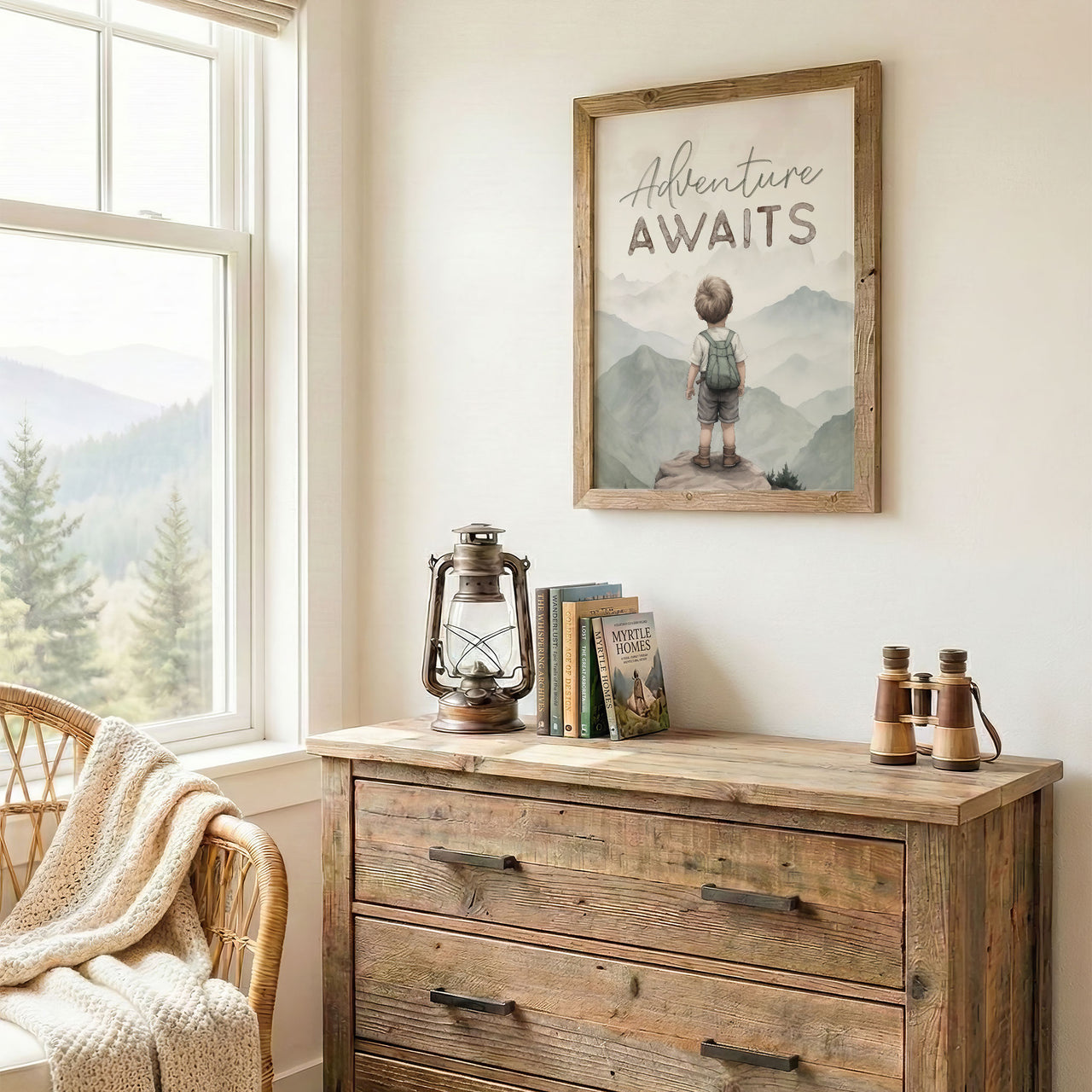 Mountain-Themed Wall Art – Adventure Boys Room Print