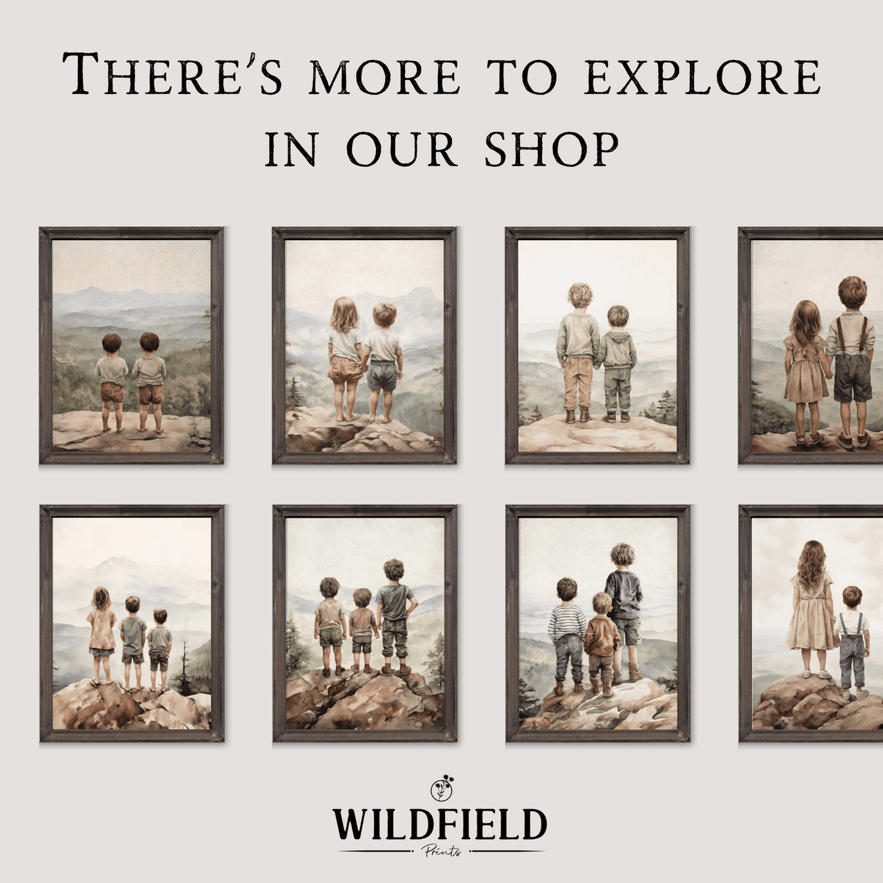 Siblings Portrait Wall Art – Family Nursery Print