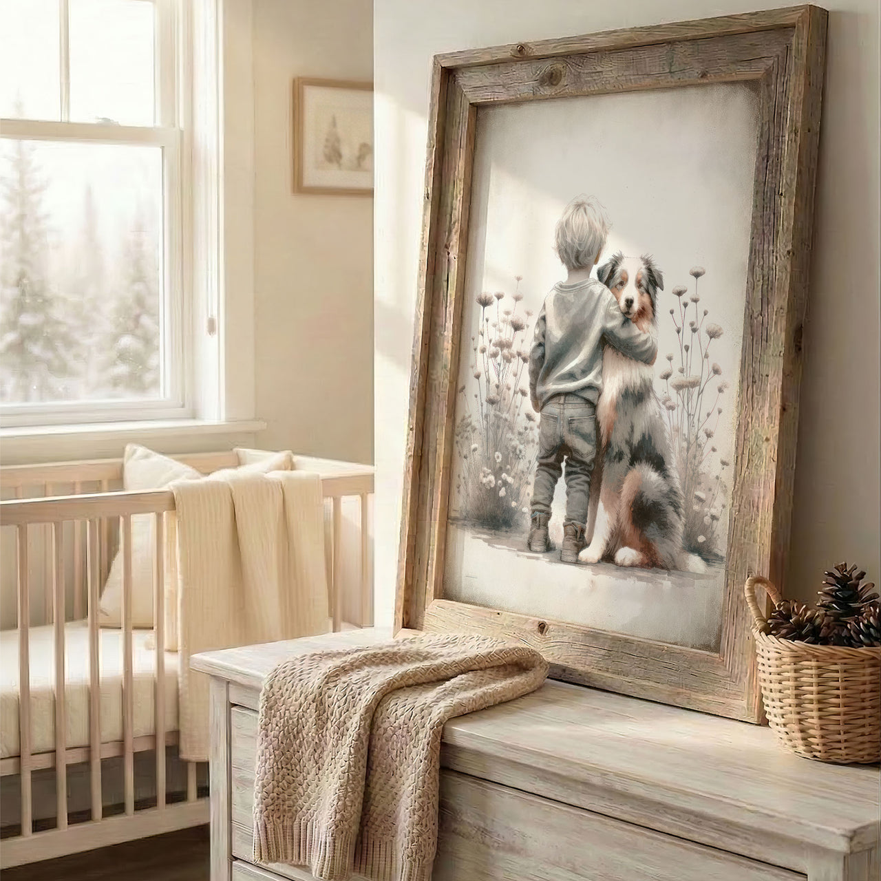 Australian Shepherd Wall Art – Animal Boys Room Print