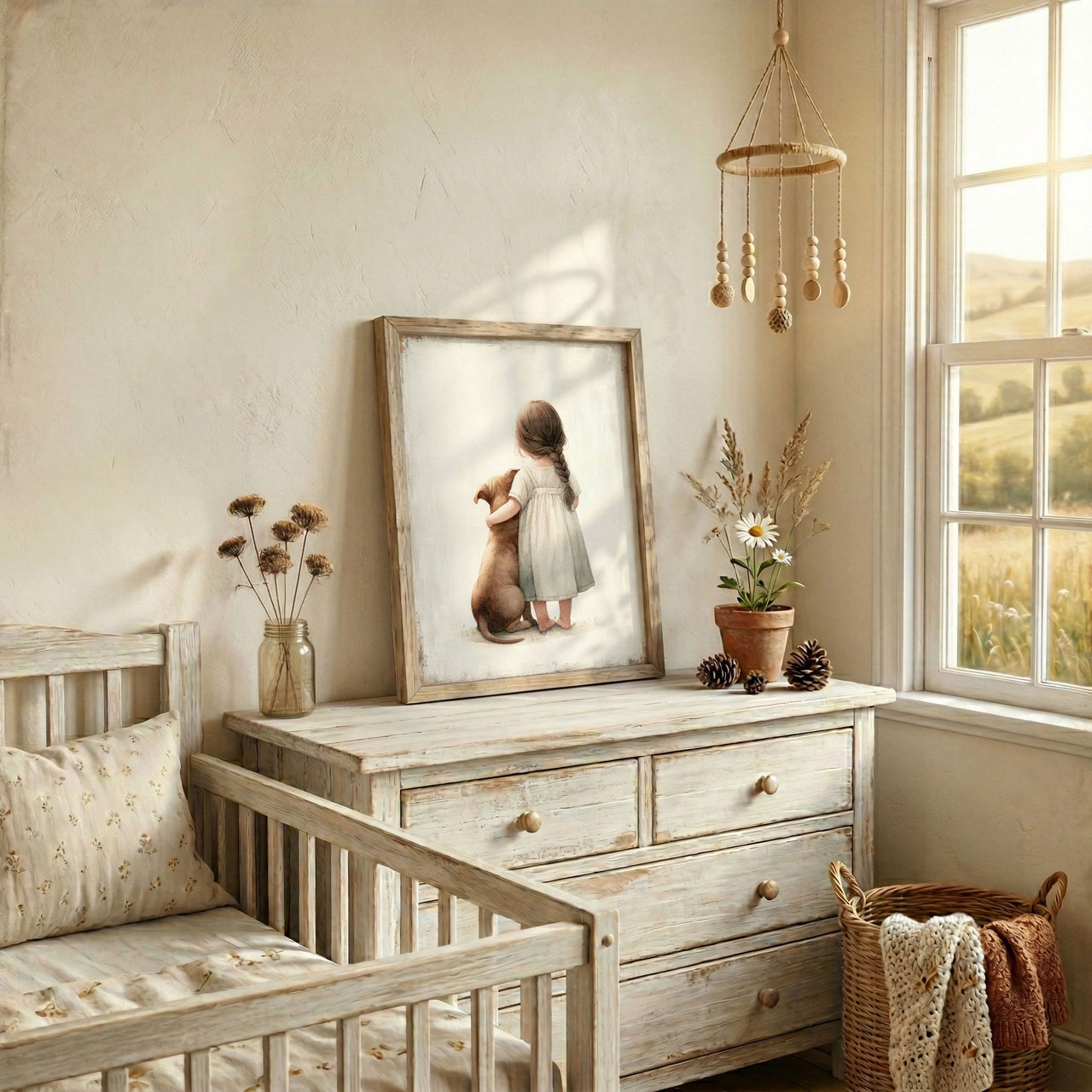 Pitbull Wall Art – Dog Nursery Print for Toddler Room