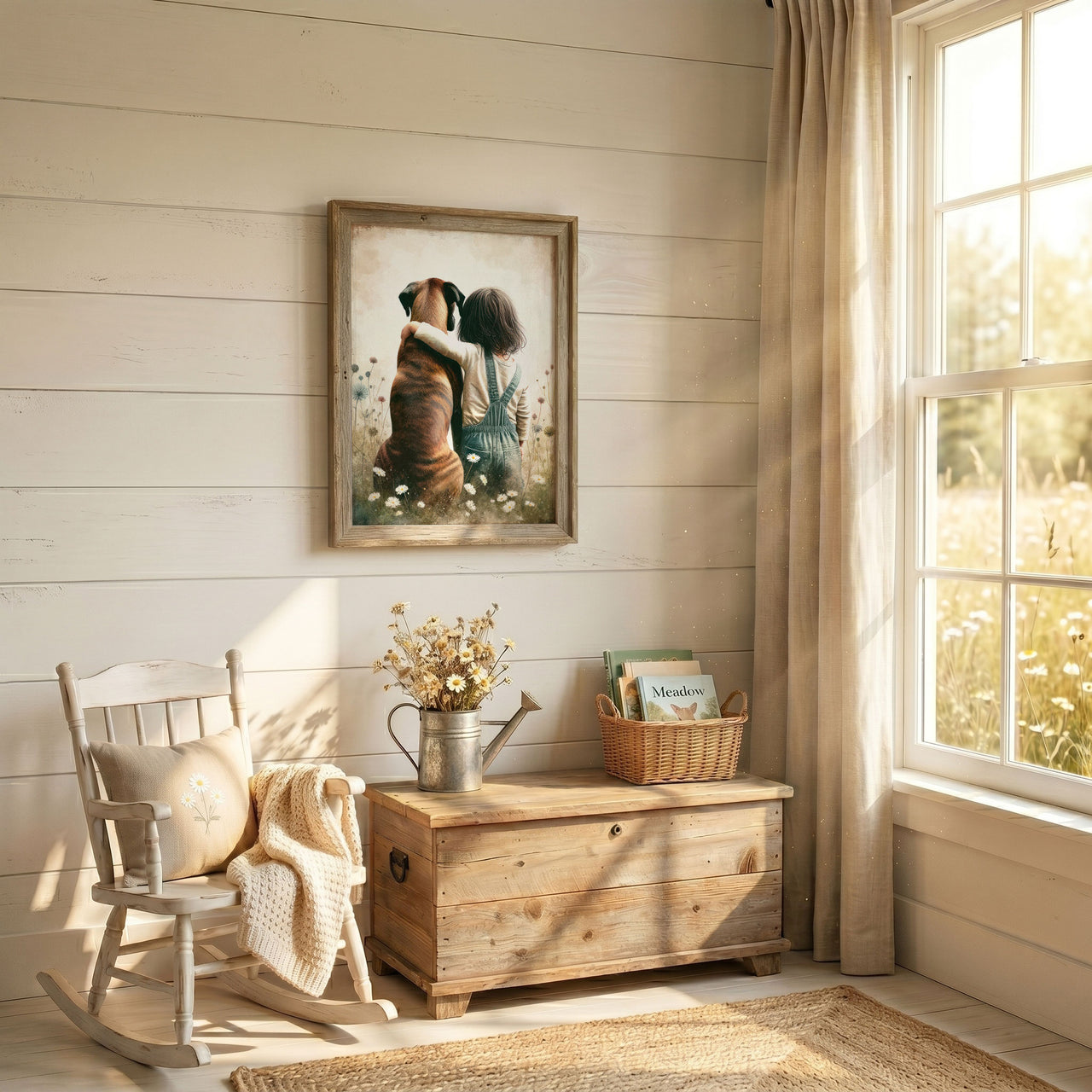 Boxer Dog Wall Art – Pet Nursery Print for Girls