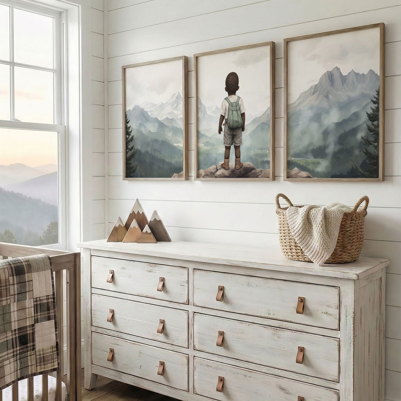 Afro-American Boy Wall Art – Adventure Nursery Print • Set of 3