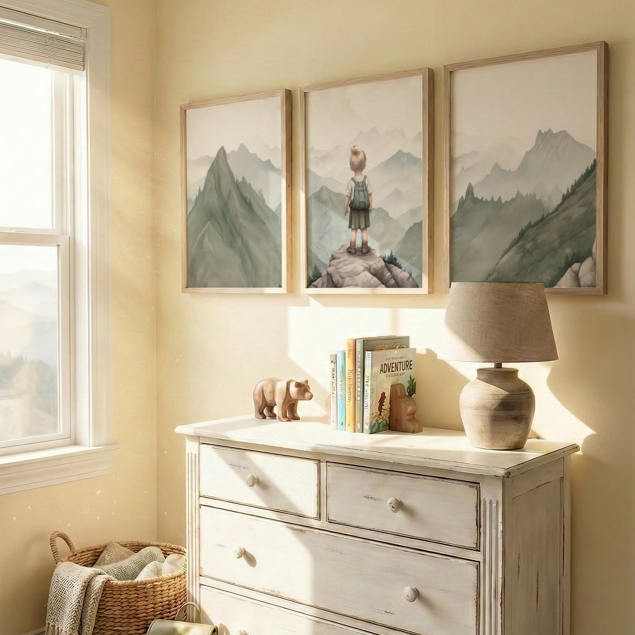 Mountain Adventure Wall Art – Nature Girls Room Print • Set of 3