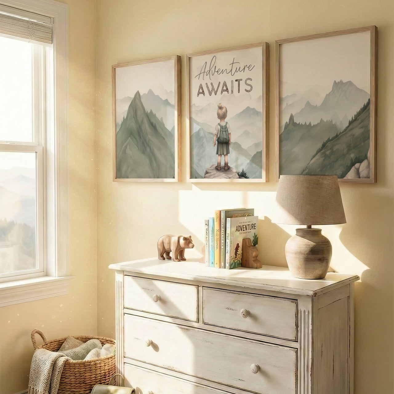 Adventure Awaits Wall Art – Exploration Girls Room Print • Set of 3