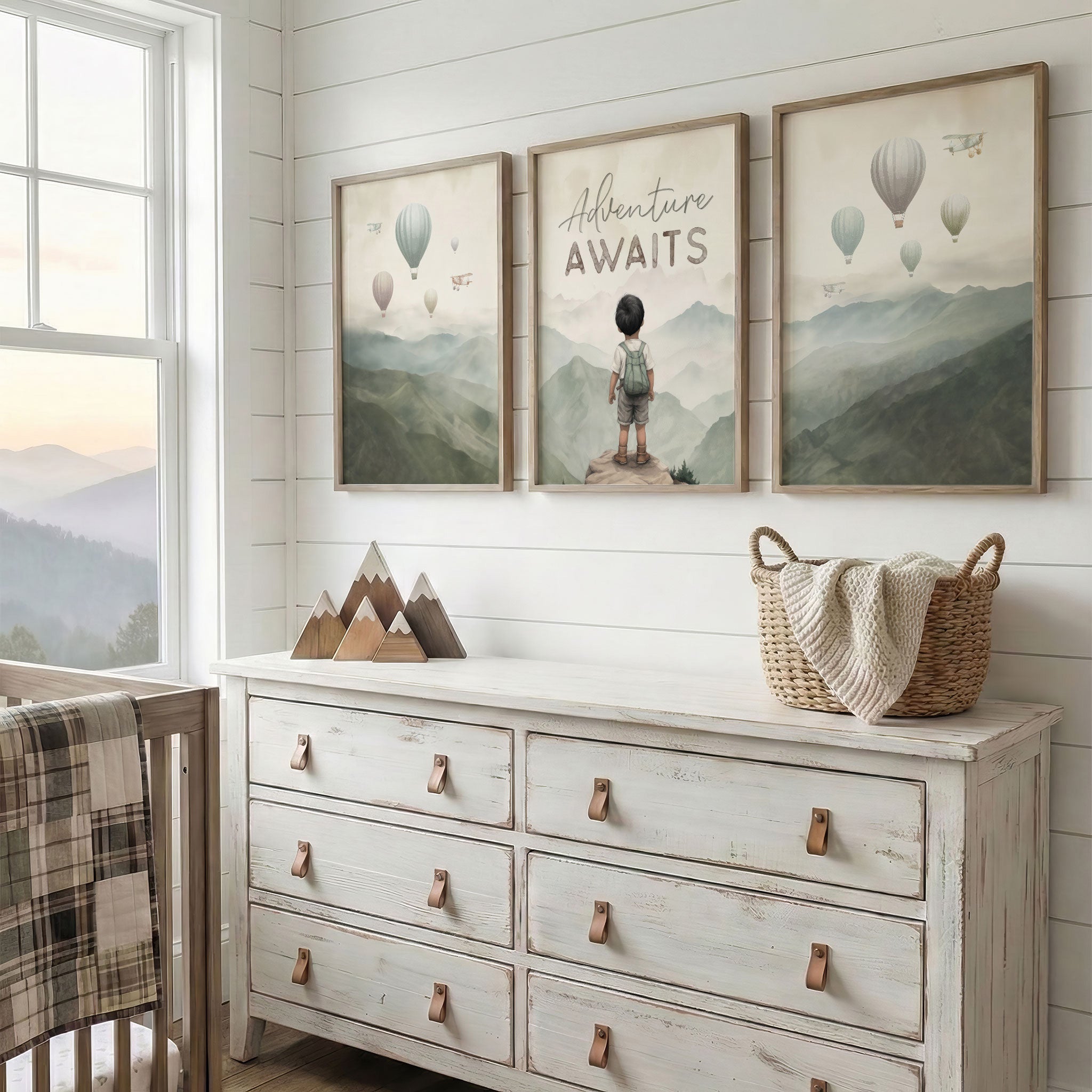 Adventure Nursery Prints – 'Adventure Awaits' Quote Boys Room Decor • Set of 3