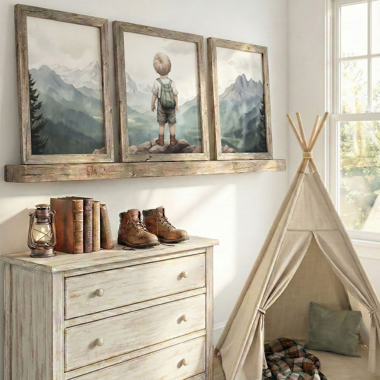 Boy Explorer Wall Art – Adventure Boys Room Decor • Set of 3