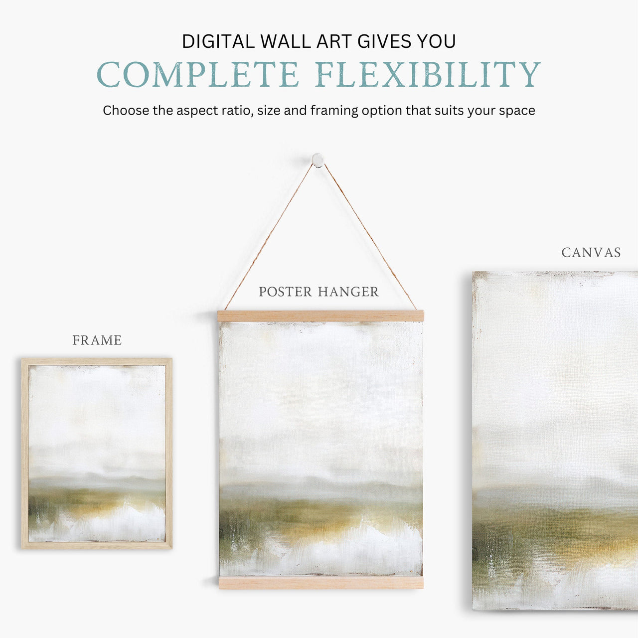 Abstract Landscape Print – Countryside Living Room Wall Art
