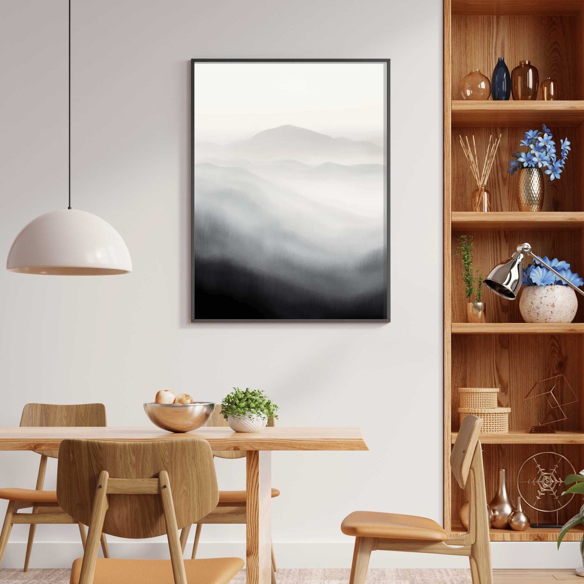 Abstract Mountain Art, Watercolor Landscape Print, Minimalist Nature Decor - WildfieldPrints