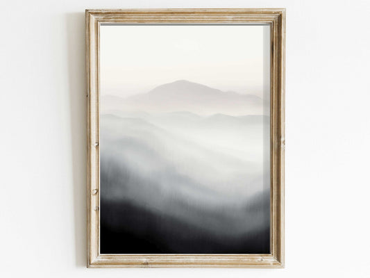Abstract Mountain Art, Watercolor Landscape Print, Minimalist Nature Decor - WildfieldPrints