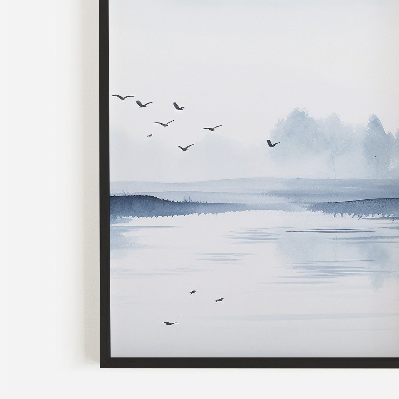 Misty Lake Wall Art – Nature Living Room Print • Set of 3
