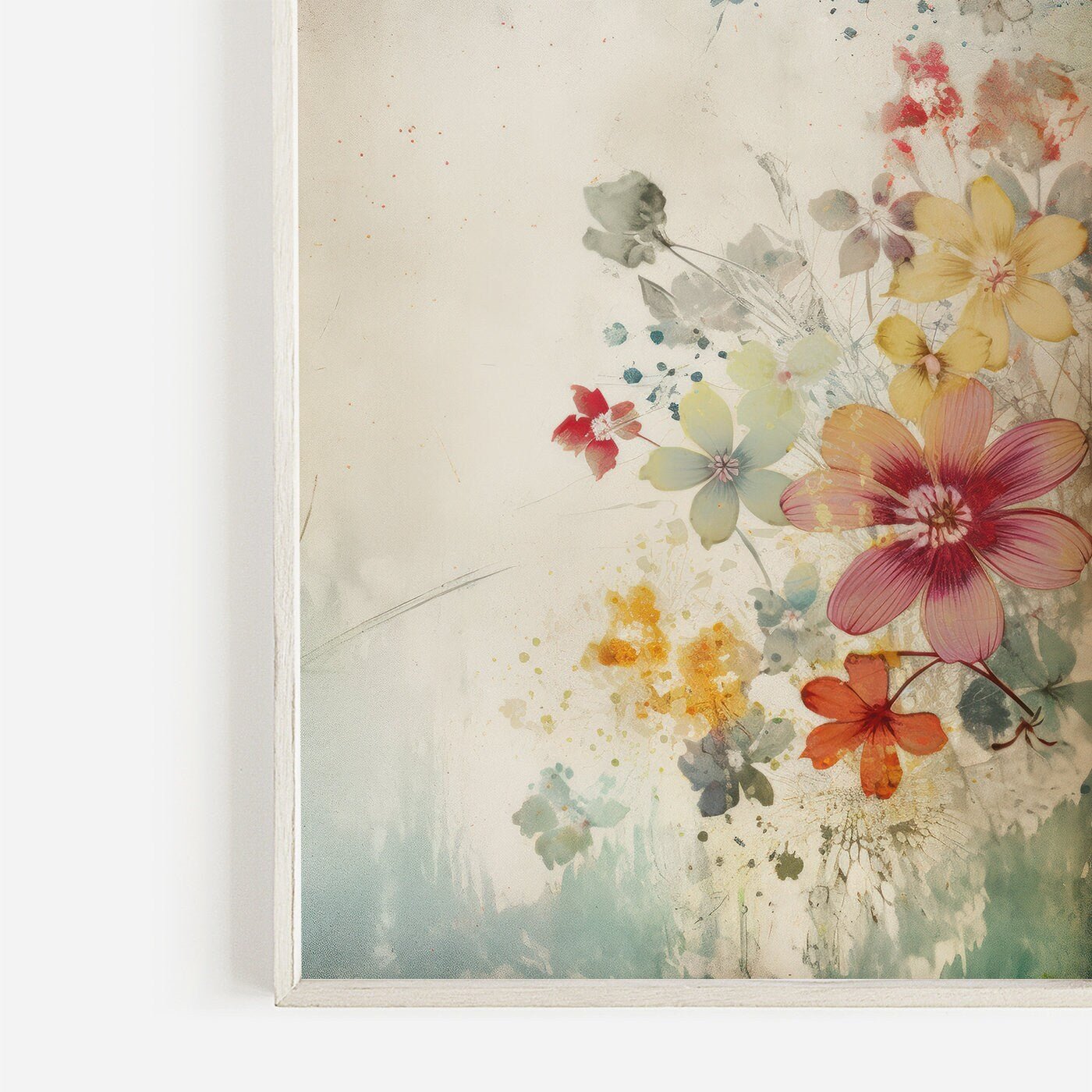 Abstract Vintage Floral Prints, Colorful Wildflower Wall Decor - WildfieldPrints