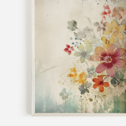 Abstract Vintage Floral Prints, Colorful Wildflower Wall Decor - WildfieldPrints