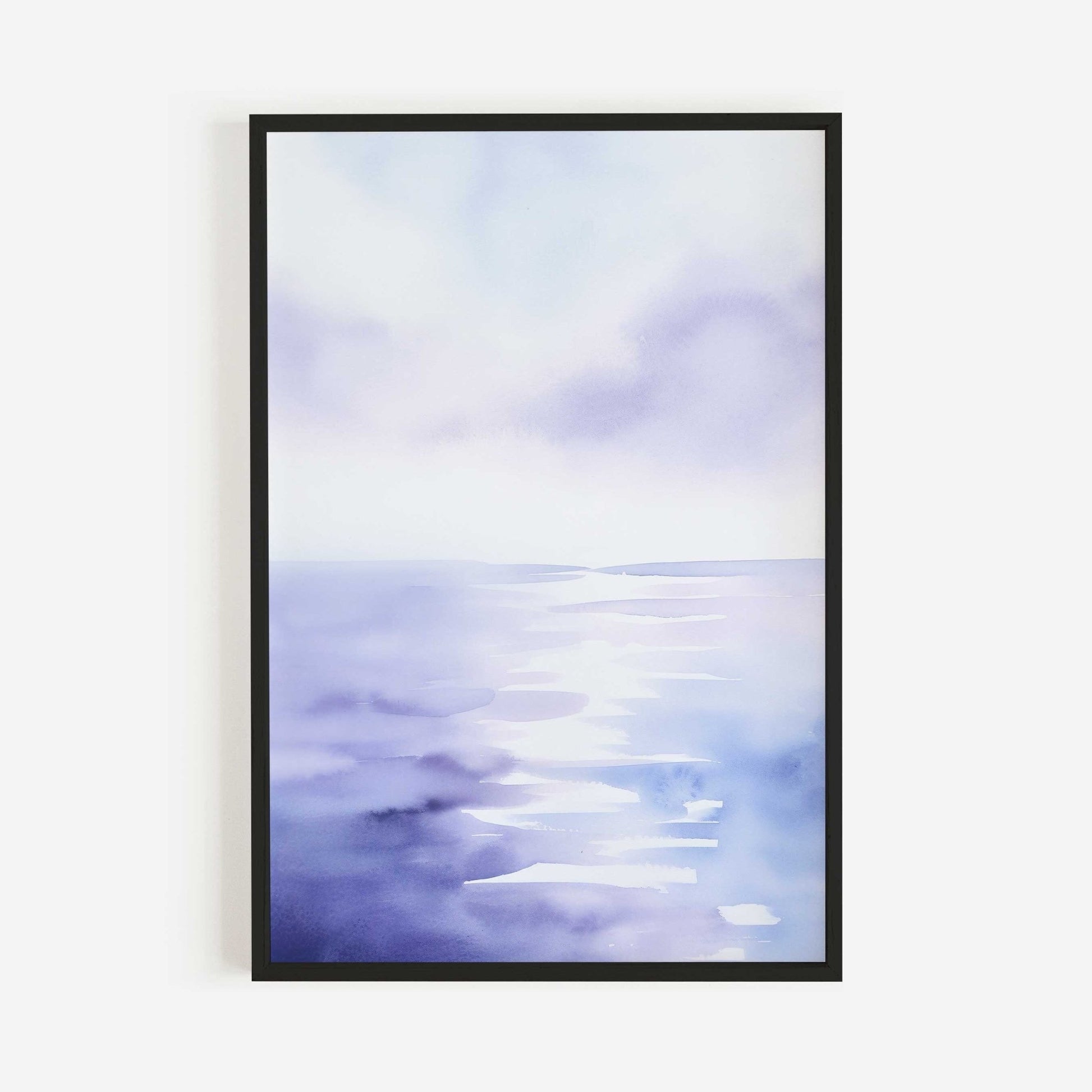 Abstract Watercolor Landscape Art, Purple Home Decor, Sea & Sky Decor - WildfieldPrints