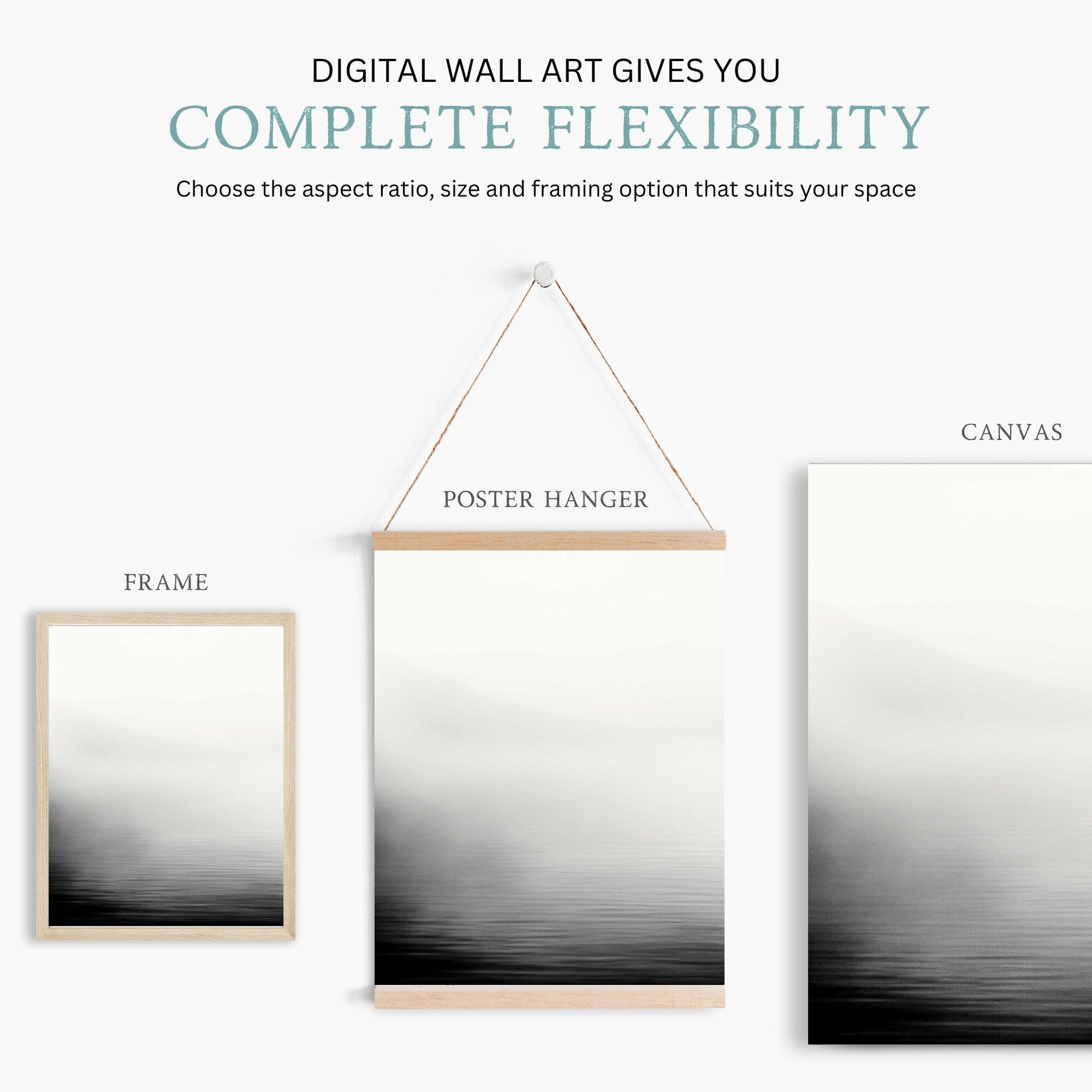 Abstract Watercolor Print, Lake & Mountain Wall Decor, Landscape Art - WildfieldPrints