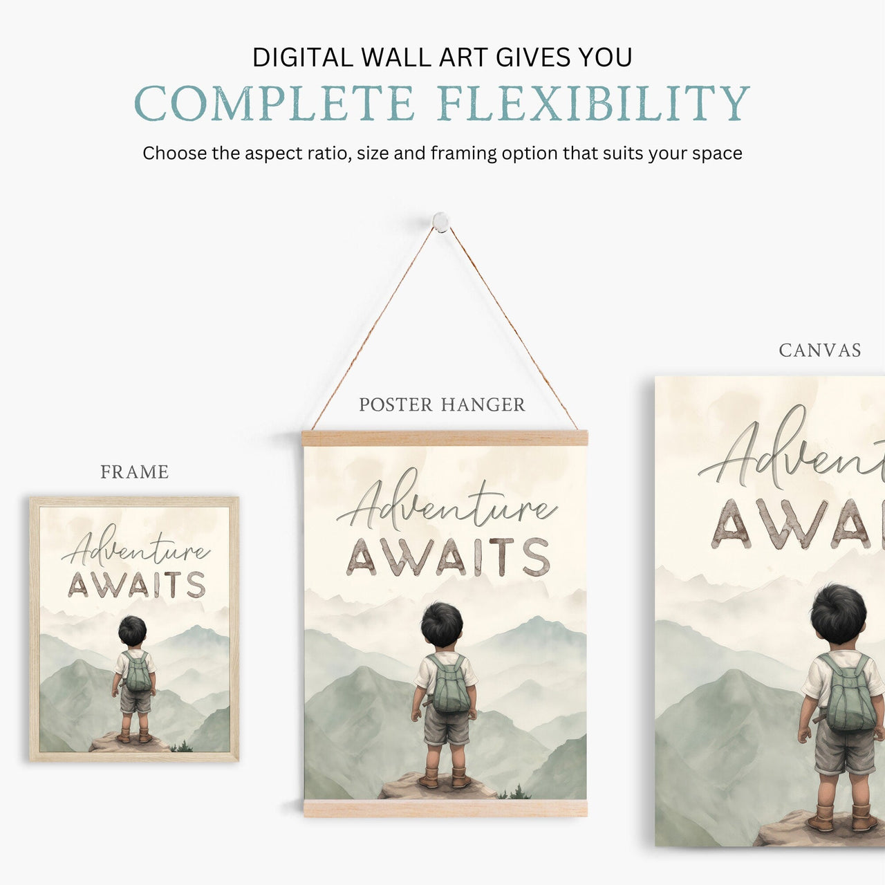 Adventure Awaits Wall Art – Boys Room Adventure Print • Set of 3