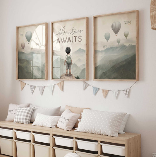Adventure Awaits Art, Boys Room Decor, Adventure Quote Prints - WildfieldPrints
