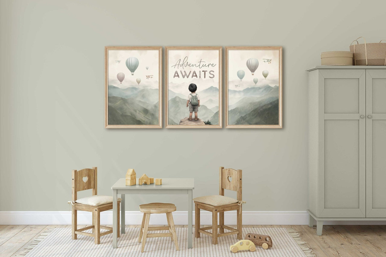 Adventure Awaits Wall Art – Boys Room Adventure Print • Set of 3