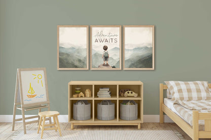 Adventure Awaits Art, Boys Room Decor, Toddler Wall Decor, Nursery Quote - WildfieldPrints