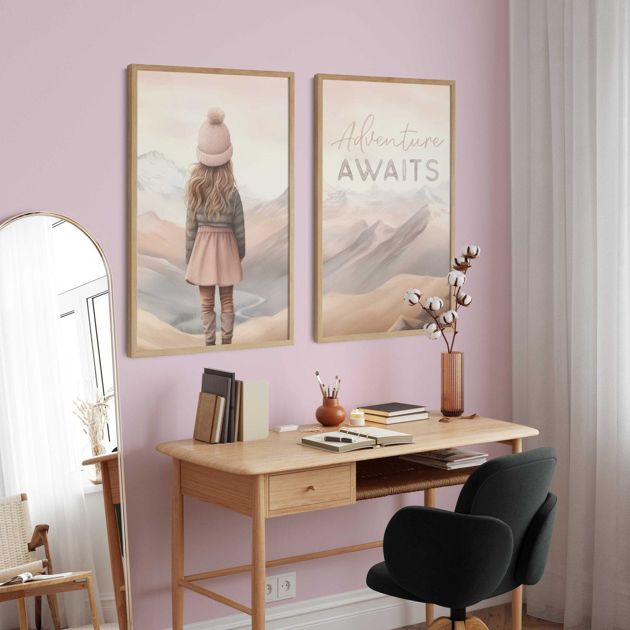 Adventure Awaits Wall Art – Inspirational Girls Room Print • Set of 2