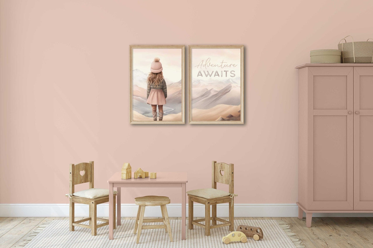 Adventure Awaits Wall Art – Inspirational Girls Room Print • Set of 2
