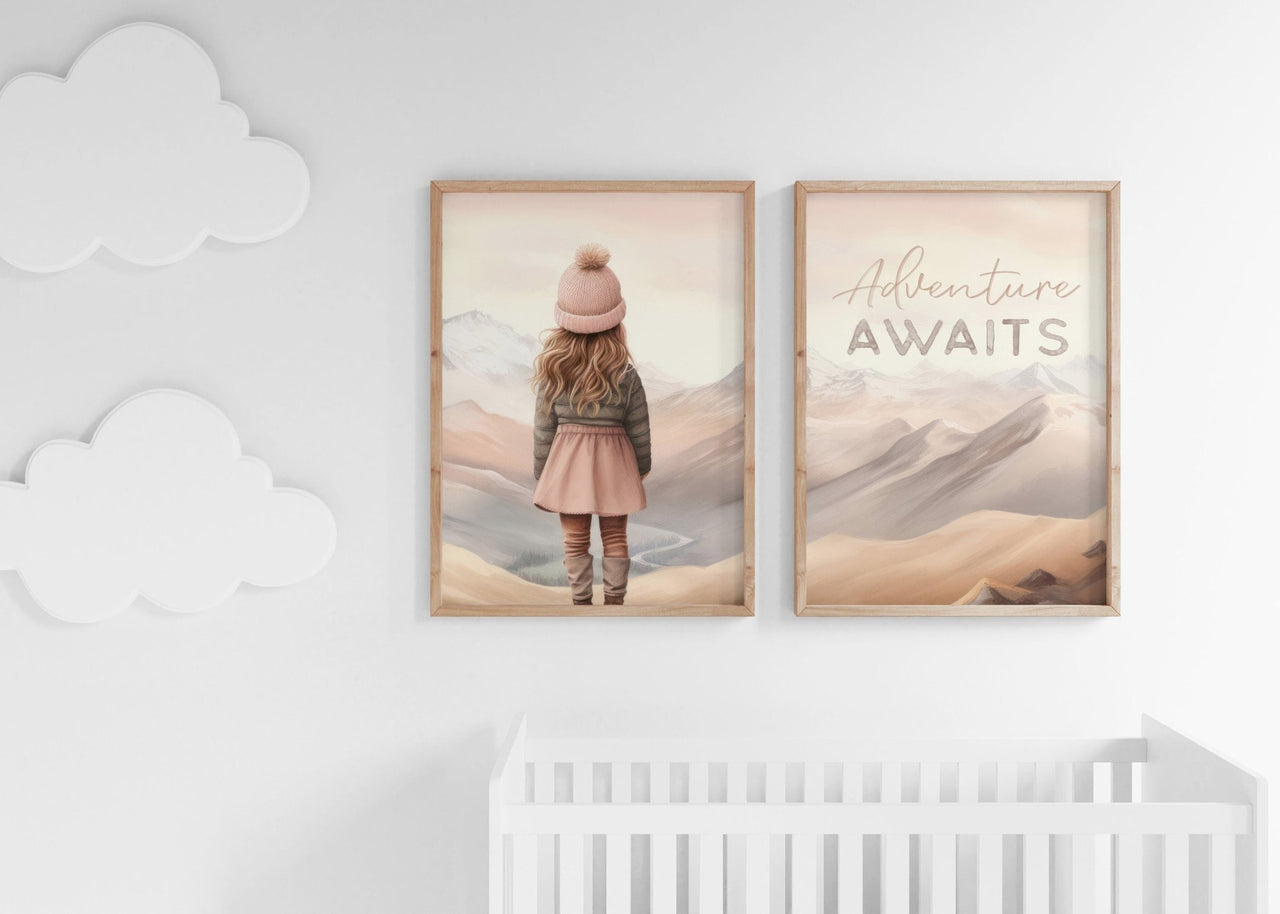 Adventure Awaits Wall Art – Inspirational Girls Room Print • Set of 2