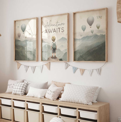 Adventure Awaits Nursery Print, Boy Adventure Art, Kids Room Decor - WildfieldPrints