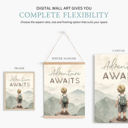 Adventure Awaits Nursery Print, Boy Adventure Art, Kids Room Decor - WildfieldPrints