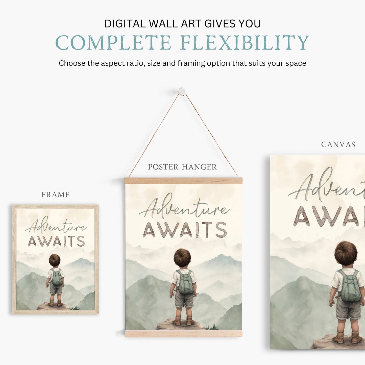 Adventure Awaits Nursery Print, Boy Adventure Quote, Kids Room Decor - WildfieldPrints