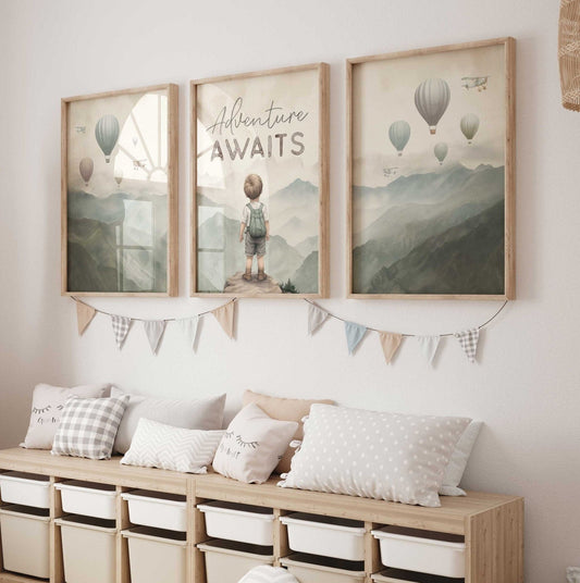 Adventure Awaits Nursery Print, Boy Adventure Wall Decor - WildfieldPrints