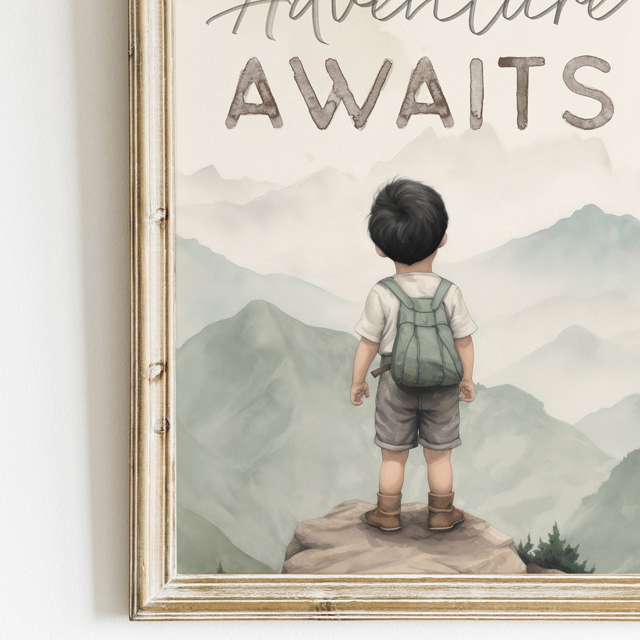 Black Hair Little Boy Wall Art – Adventure Nursery Print for Boys Room • Set of 3