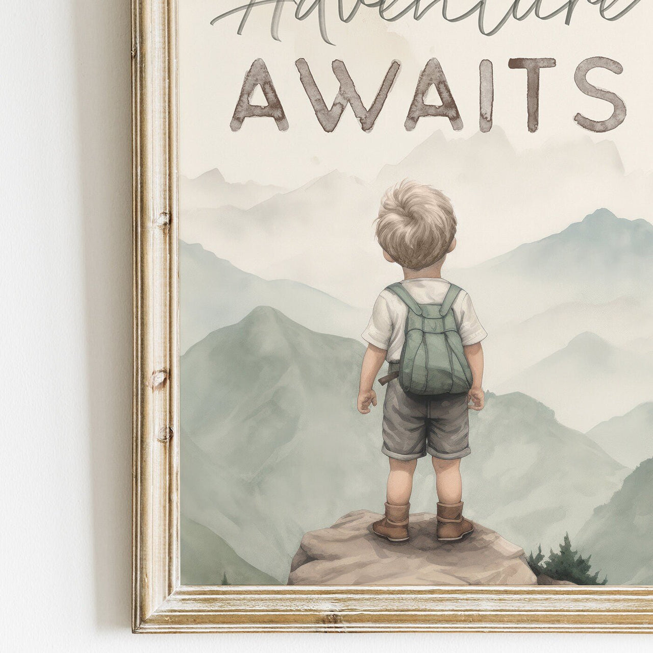 Blonde Hair Adventure Wall Art – Boys Room Mountain Print • Set of 3