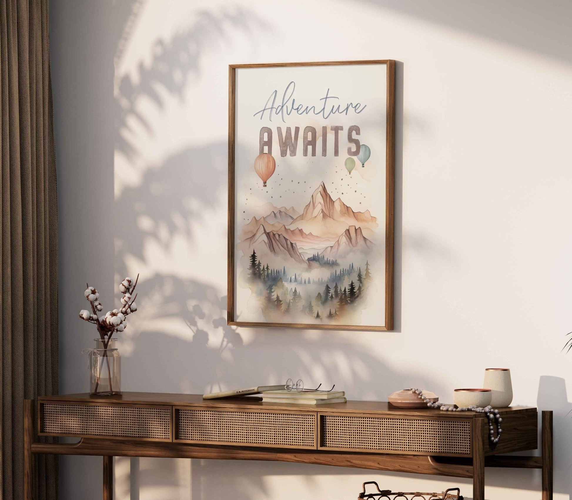 Adventure Awaits Print, Hiking and Camping Quote Kids Room Decor - WildfieldPrints