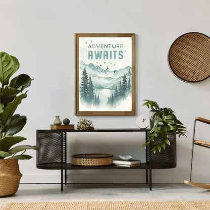 Adventure Awaits Print, Hiking & Camping Quote, Kids Room Decor, Inspirational Wall Art - WildfieldPrints