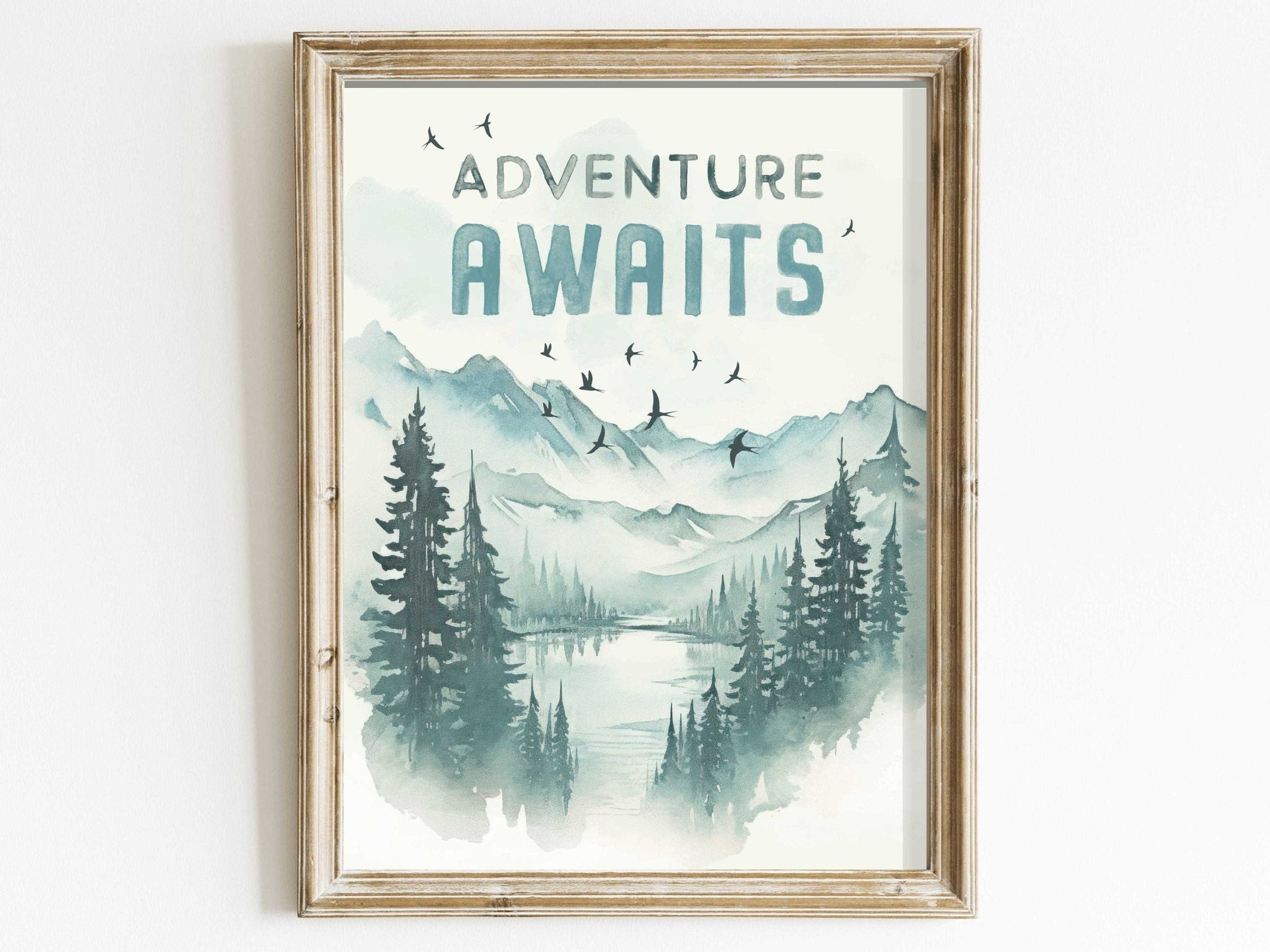 Adventure Awaits Print, Hiking & Camping Quote, Kids Room Decor, Inspirational Wall Art - WildfieldPrints