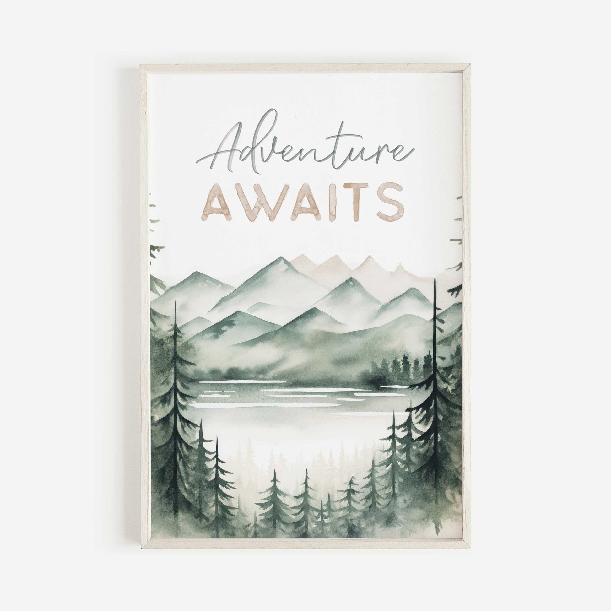 Adventure Awaits Print, Hiking & Camping Quote Wall Art, Vintage Nature Decor - WildfieldPrints