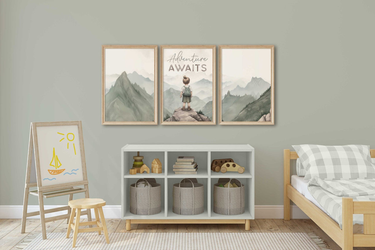 Mountain Wall Art – Adventure Nursery Print • Set of 3
