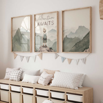 Adventure Awaits Print, Toddler Room Decor, Girl Adventure Wall Art - WildfieldPrints