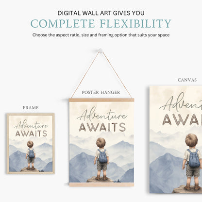 Adventure Awaits Prints, Boys Room Decor, Adventure Quote Art - WildfieldPrints