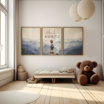 Adventure Awaits Prints, Boys Room Decor, Adventure Quote Art - WildfieldPrints