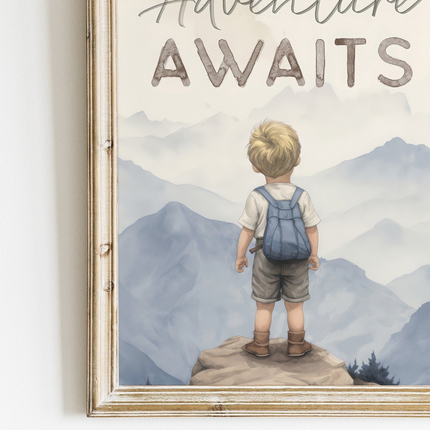 Adventure Awaits Prints, Boys Room Wall Decor, Mountains & Hot Air Balloons - WildfieldPrints