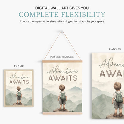 Adventure Awaits Prints, Toddler Room Decor, Mountain Nursery Decor - WildfieldPrints