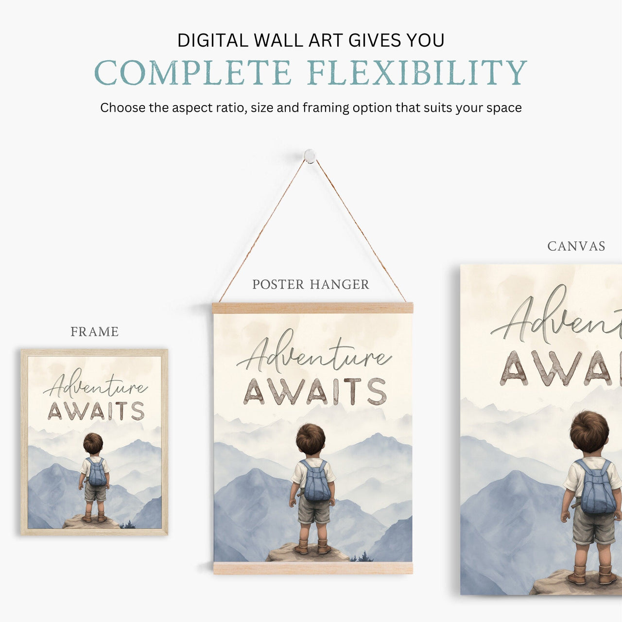 Mountain Wall Art – Adventure Boys Room Print • Set of 3