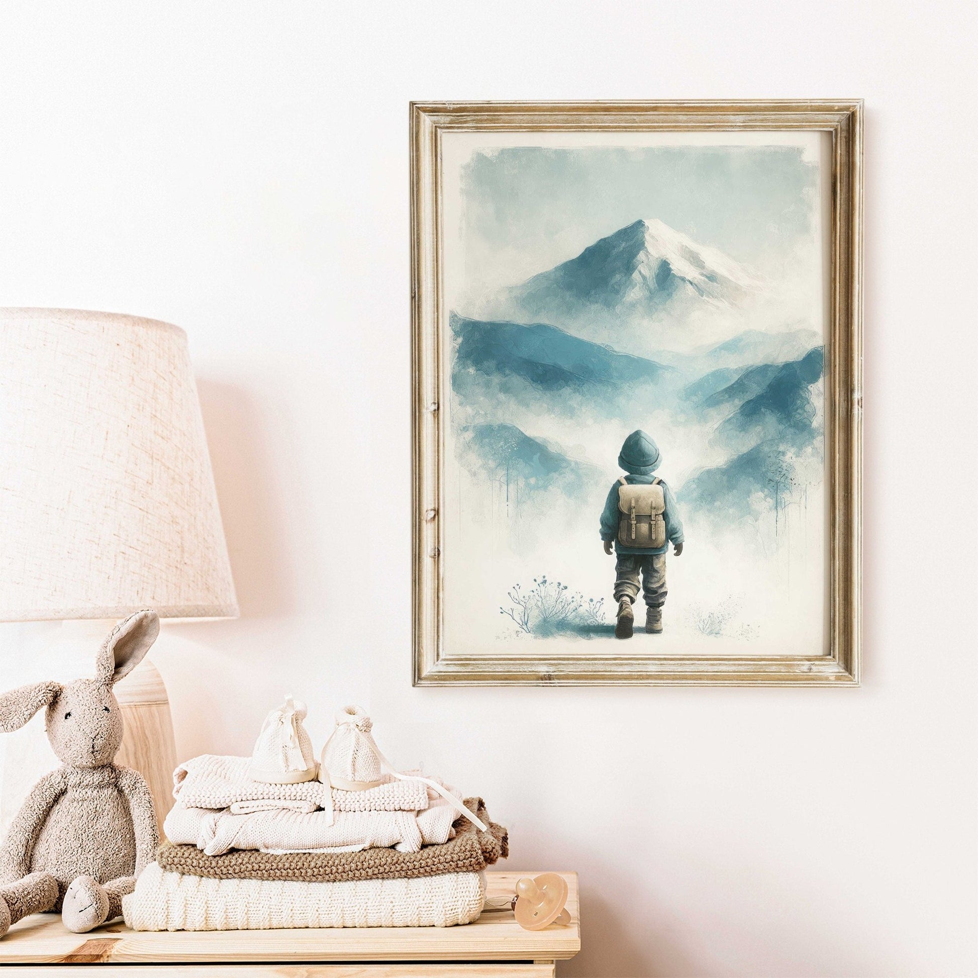 Adventure Boy Nursery Art, Mountain Wall Decor, Hiking Print for Boys - WildfieldPrints