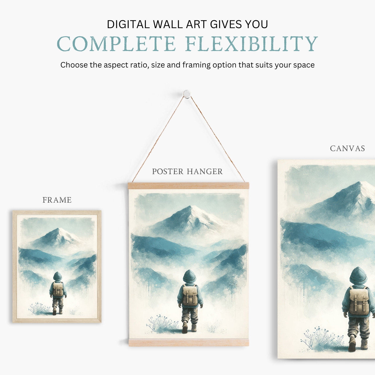 Mountain Hiking Print – Adventure Boys Room Wall Art