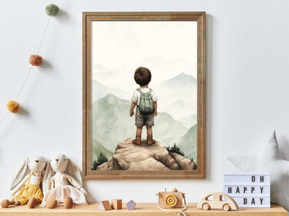 Adventure Boy Nursery Prints, Vintage Mountain Wall Decor, Hiking Art - WildfieldPrints