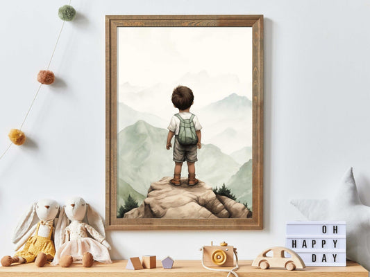 Adventure Boy Nursery Prints, Vintage Mountain Wall Decor, Hiking Art - WildfieldPrints
