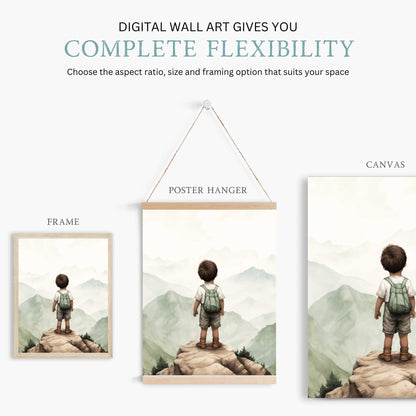Adventure Boy Nursery Prints, Vintage Mountain Wall Decor, Hiking Art - WildfieldPrints