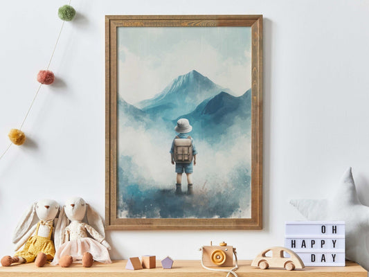 Adventure Boy Prints, Mountain Nursery Decor, Hiking Room Wall Art - WildfieldPrints