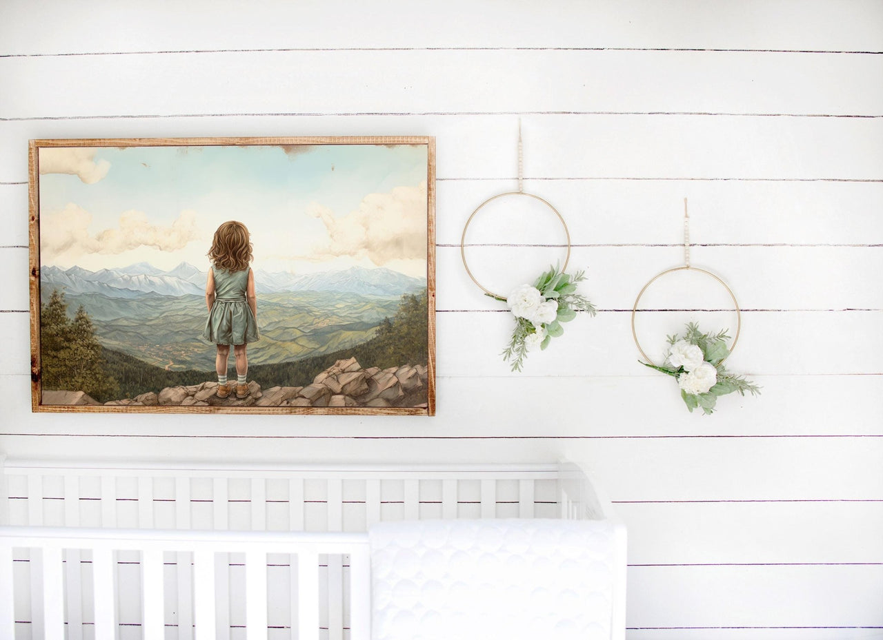 Mountain Wall Art – Nature Nursery Print for Girls